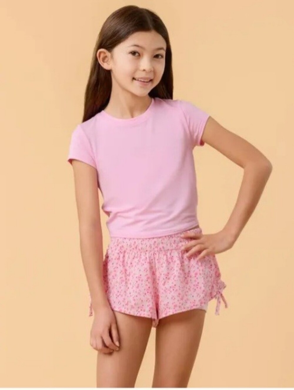 Blogilates Girls' Mommy & Me Bow Back T-Shirt,- Light Pink